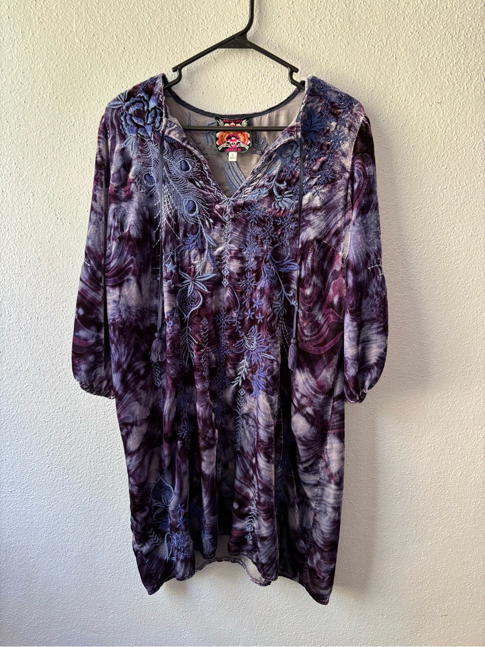 💜JOHNNY WAS TIE DYE EMBROIDERED DRESS